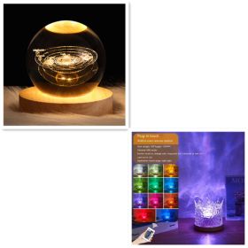 LED Water Ripple Projection Lamp – 16-Color RGB USB Rotating Crystal Night Light (Option: 3W-Set4-1PC)