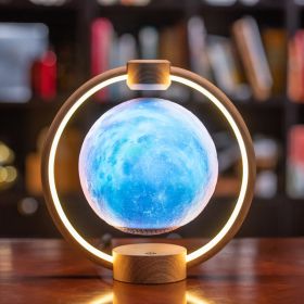 Magnetic Levitation Moon Lamp with Bluetooth Speaker – 3D Color-Changing Light (Option: Wood grain starry sky-US)