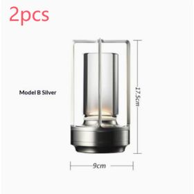 2-Pack Portable Cordless LED Table Lamps – 5000mAh Touch Dimmable Lights (Option: StyleB silver 2pcs)