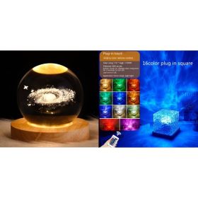 LED Water Ripple Projection Lamp – 16-Color RGB USB Rotating Crystal Night Light (Option: 3W-Set6-1PC)