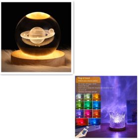 LED Water Ripple Projection Lamp – 16-Color RGB USB Rotating Crystal Night Light (Option: 3W-Set3-1PC)