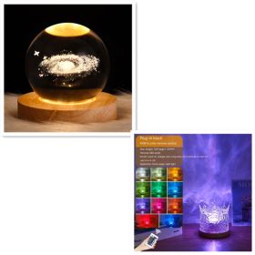 LED Water Ripple Projection Lamp – 16-Color RGB USB Rotating Crystal Night Light (Option: 3W-Set2-1PC)