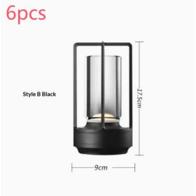 2-Pack Portable Cordless LED Table Lamps – 5000mAh Touch Dimmable Lights (Option: StyleB Black 6pcs)