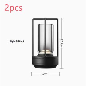 2-Pack Portable Cordless LED Table Lamps – 5000mAh Touch Dimmable Lights (Option: StyleB Black 2pcs)