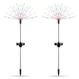 2Pcs Solar Powered Starburst Lights 240 LEDs Firework Lamp Garden Path Decor Lights (Option: Colorful Lighting)