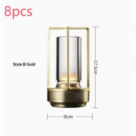 2-Pack Portable Cordless LED Table Lamps – 5000mAh Touch Dimmable Lights (Option: StyleB Gold 8pcs)