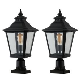 Outdoor Glass Pillar Headlights Support Many Types Of Bulbs-2 Packs (Option: Black)