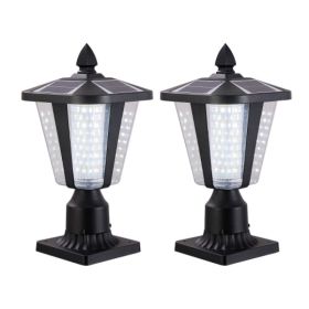 Solar Pillar Headlights With Dimmable LEDs - 2 Packs (Option: Black)