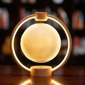 Magnetic Levitation Moon Lamp with Bluetooth Speaker – 3D Color-Changing Light (Option: Wood grain moon-US)