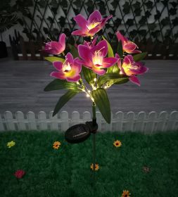 Solar Rose & Orchid Flower Lights – Waterproof LED Garden Landscape Lights (Emitting Color: 7 head orchid purple)