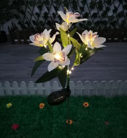 Solar Rose & Orchid Flower Lights – Waterproof LED Garden Landscape Lights (Emitting Color: 7 head orchid white)