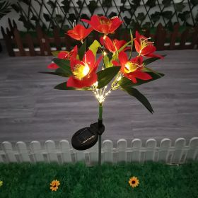 Solar Rose & Orchid Flower Lights – Waterproof LED Garden Landscape Lights (Emitting Color: 7 head orchid red)
