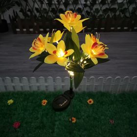 Solar Rose & Orchid Flower Lights – Waterproof LED Garden Landscape Lights (Emitting Color: 7 head orchid yellow)