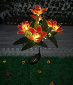 Solar Rose & Orchid Flower Lights – Waterproof LED Garden Landscape Lights (Emitting Color: 7 head orchid orange)
