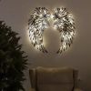 Carved Metal Angel Wings Wall Décor with Light – Illuminated Wall Art