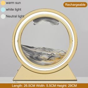 3D Hourglass LED Lamp 360° Moving Sand Art Table Lamp Sandscapes Quicksand Night Light Living Room Accessories Home Decor Gifts (Color: Gold--Grey 29CM, Ships From: China)