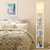 62.9" Floor Lamp with Storage Shelves – Solid Wood Corner Lamp