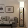 62.9" Floor Lamp with Storage Shelves – Solid Wood Corner Lamp