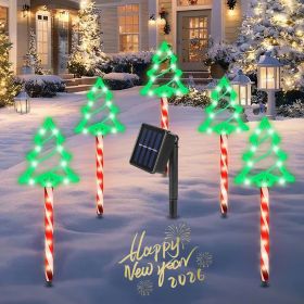 5Packs Christmas Outdoor Pathway Light With 8 Modes IP44 Waterproof Xmas Decoration Stake Light Tree Candy Light For Garden Lawn Porch Yard Drive (Type: Tree)