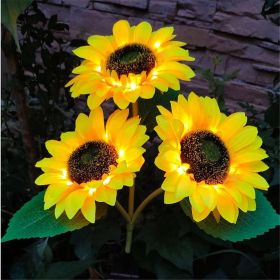 2 Pack Flashing Outdoor Solar Garden Stake Lights,Upgraded LED Solar Powered Light with 3 Heads Sunflower (quantity: 4pcs)
