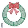 36-Inch Pre-Lit Outdoor Christmas Wreath – LED Lights, Red Bow, Remote & Timer