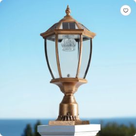 20" Gold Solar Outdoor Lantern – Vintage Glass Garden Light (Option: Bronze)