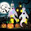 Lighted Hanging Halloween Ghost with Witch Hat – Glowing Décor