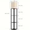 62.9" Floor Lamp with Storage Shelves – Solid Wood Corner Lamp
