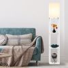 62.9" Floor Lamp with Storage Shelves – Solid Wood Corner Lamp