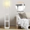 62.9" Floor Lamp with Storage Shelves – Solid Wood Corner Lamp