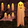 Lighted Hanging Halloween Ghost with Witch Hat – Glowing Décor