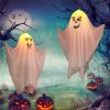 Lighted Hanging Halloween Ghost with Witch Hat – Glowing Décor