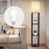 62.9" Floor Lamp with Storage Shelves – Solid Wood Corner Lamp