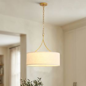 Modern 3-Light Black Fabric Drum Pendant – Adjustable Matte Black Chandelier (Option: Golden)
