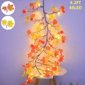 9.52FT 144 LED Autumn Decorative Lights – USB-Powered Waterproof Fall Garland (Option: 48LED 4.2FT)